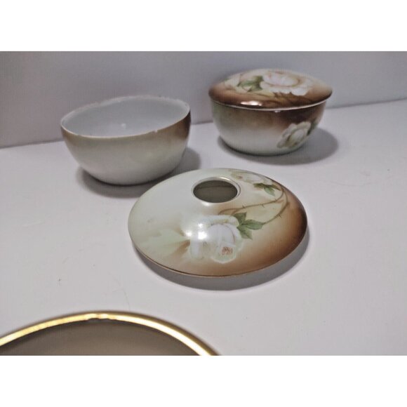 Vintage R S Germany Porcelain Hair Receiver "Set" Hand Painted 1930's - Picture 11 of 11